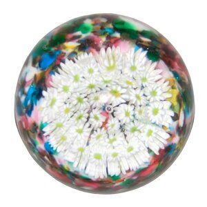 Murano Millefiori Daisy Glass Paperweight 5-1/2" Vintage Italy Handmade Floral A